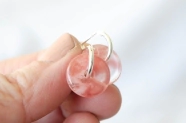 L-AR1218 Aros argolla con dona piedra natural ROSA CLARO