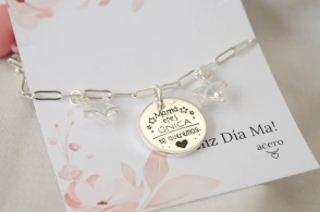MA0001 PACK Pulsera estrellas cubics+medalla mama