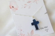 MA0012 Set cadena 45cm  + cruz piedra azul