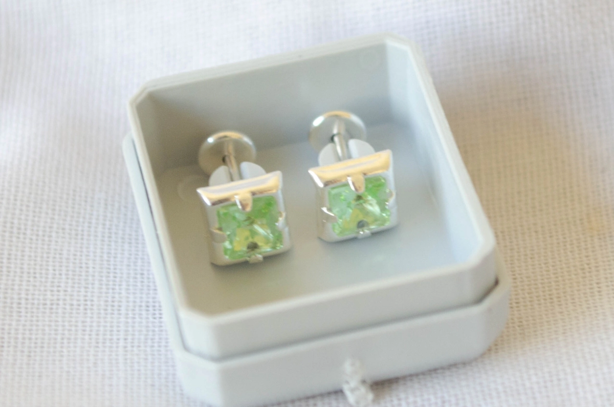 ABRI1593 Aros abridores cuadrado cristal VERDE