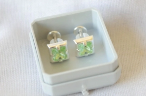 ABRI1593 Aros abridores cuadrado cristal VERDE