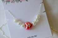 MA0052 Cadena dije coraz�n ojo rojo y bolas 