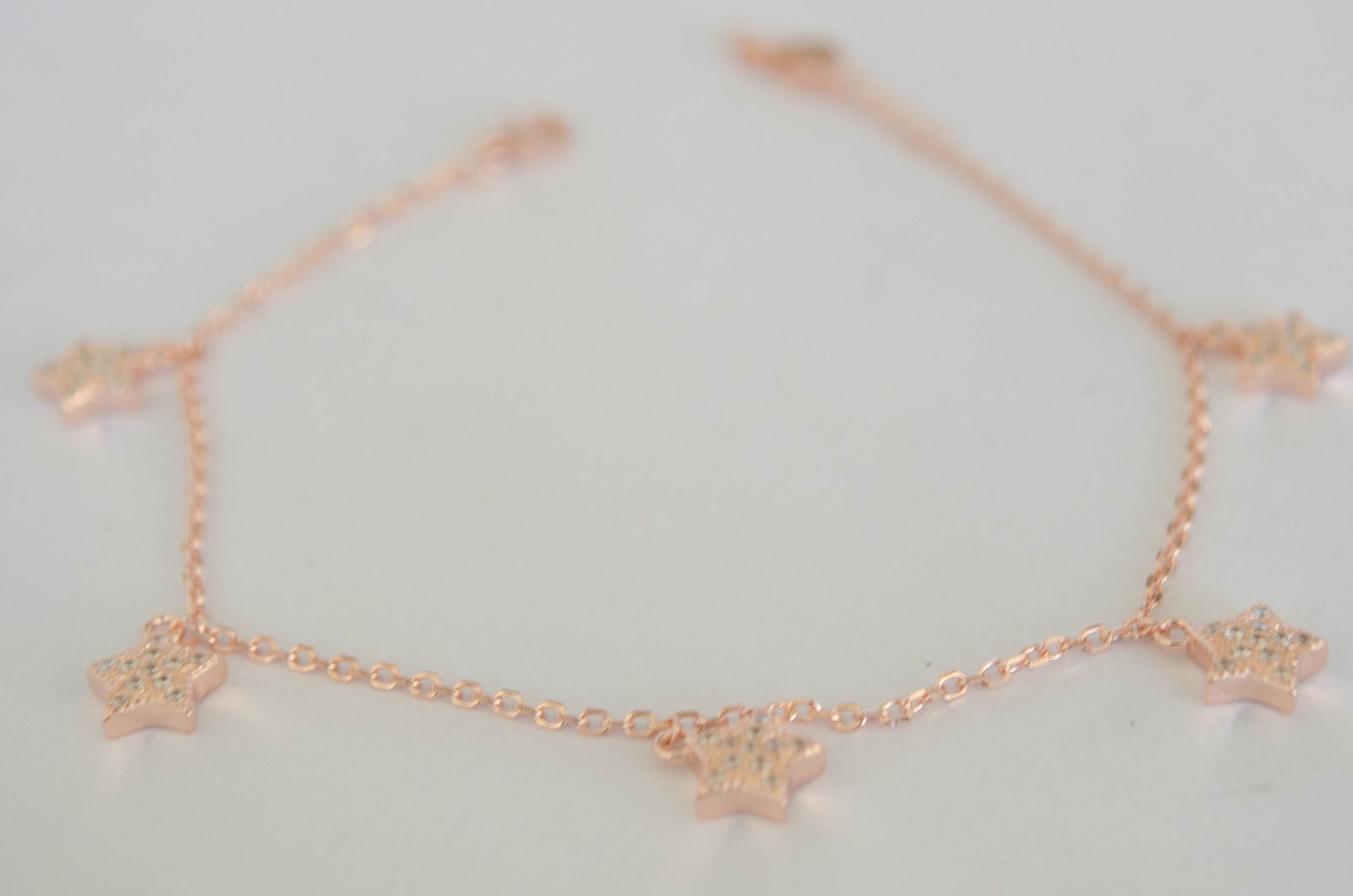 PRPU004 Pulsera PLATA ROS estrellitas micropav - 18+3cm