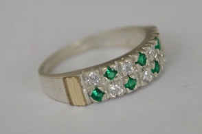 ANI069 Anillo doble línea cubics verde transparente - 