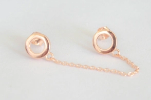PRAR042 Aro PLATA ROSÉ INDIVIDUAL, doble pasante 2 círculos
