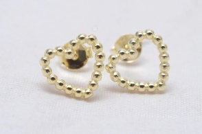 PDAR014 Aros corazón símil bolitas