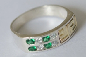 ANI125 Anillo medio doble línea cubic medio dublé verde - 