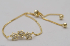 PDPU005 Pulsera PLATA DORADA tenista 3 estrellas
