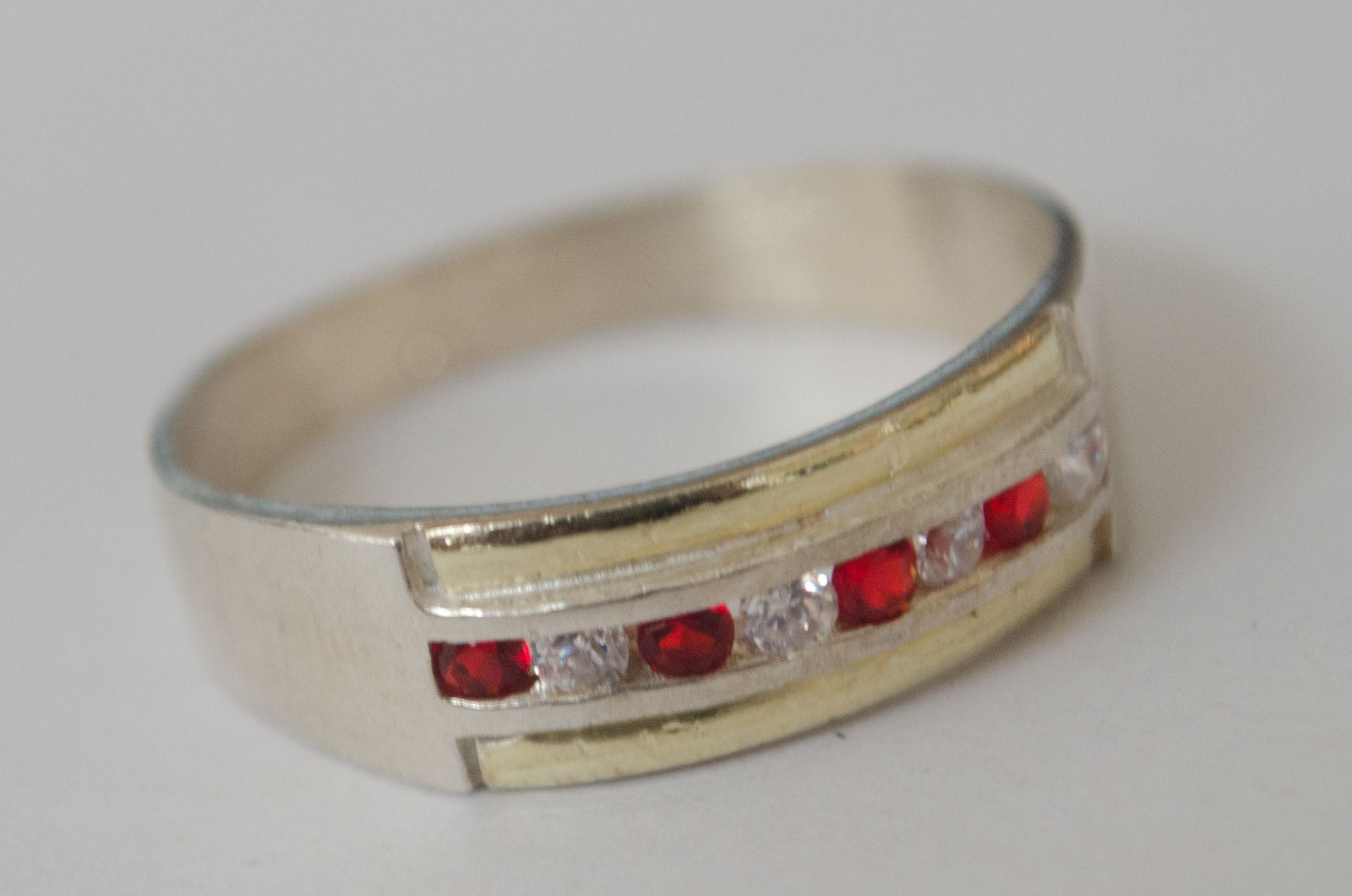 ANI024 Anillo doble medio sin fin con dublé centro azul - 
